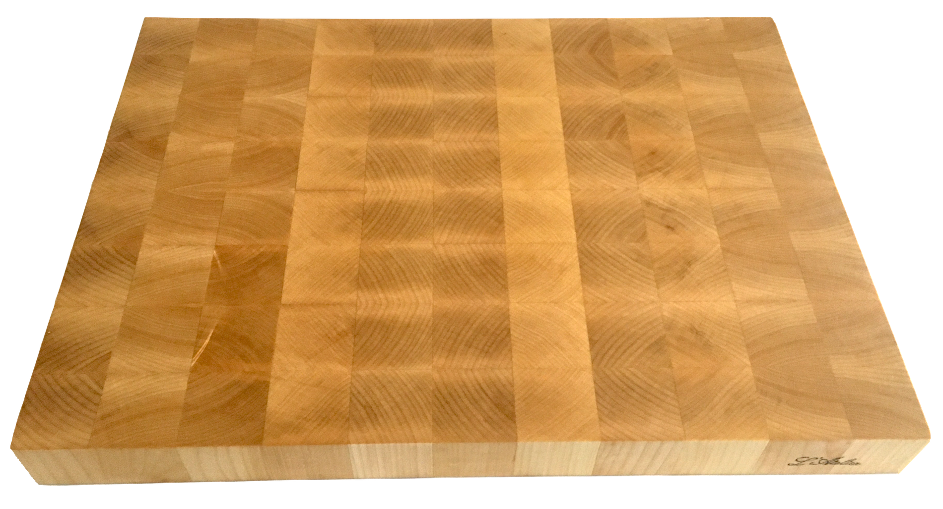 Il tagliere di legno d'acero, lavorato end-grain, per l'uso di coltelli da cucina di grande qualità.