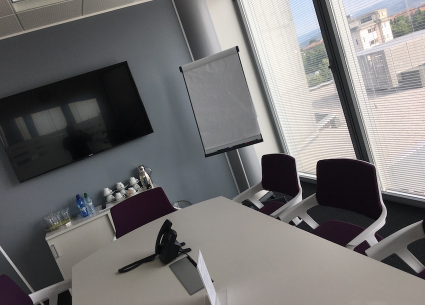 L'aula dove si svolge il corso marketing per la ristorazione, presso Regus a Verona.