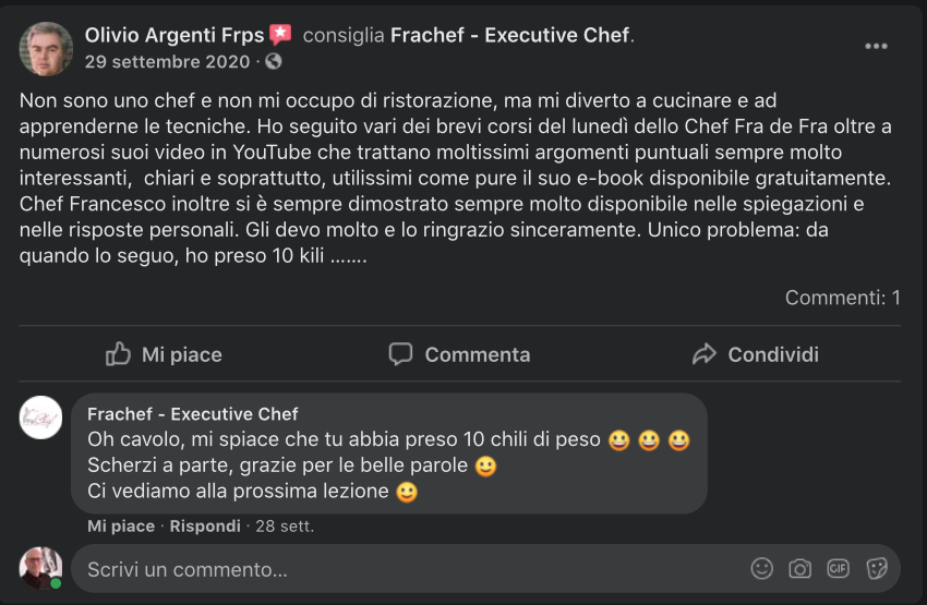 La recensione di Olivio del corso gratuito di ristorazione e cucina Frachef: my 2 cents.