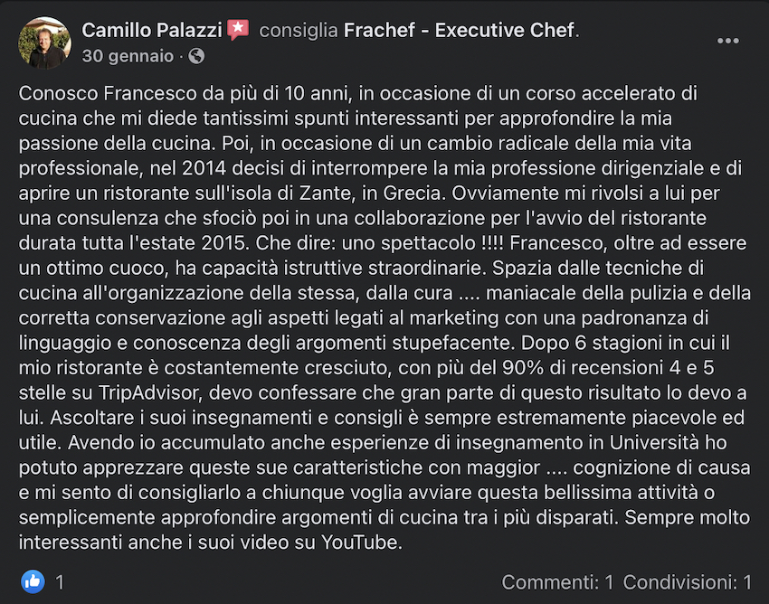 La recensione di Camillo, con cui ho avviato un ristorante.