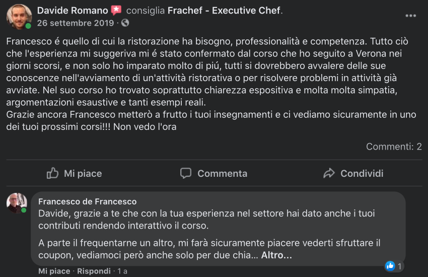 La recensione dell'allievo Davide Romano dopo aver seguito il corso di marketing.