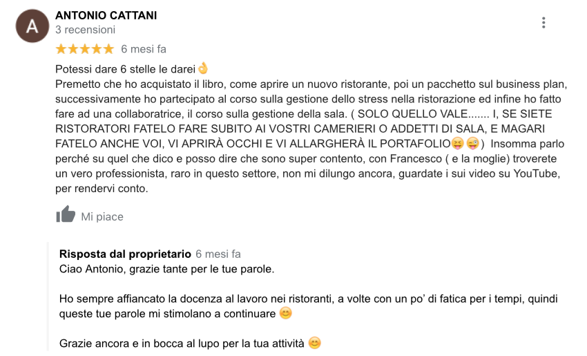 La recensione dell'allievo Antonio Cattani che ha seguito il Corso di Gestione dello Stress.