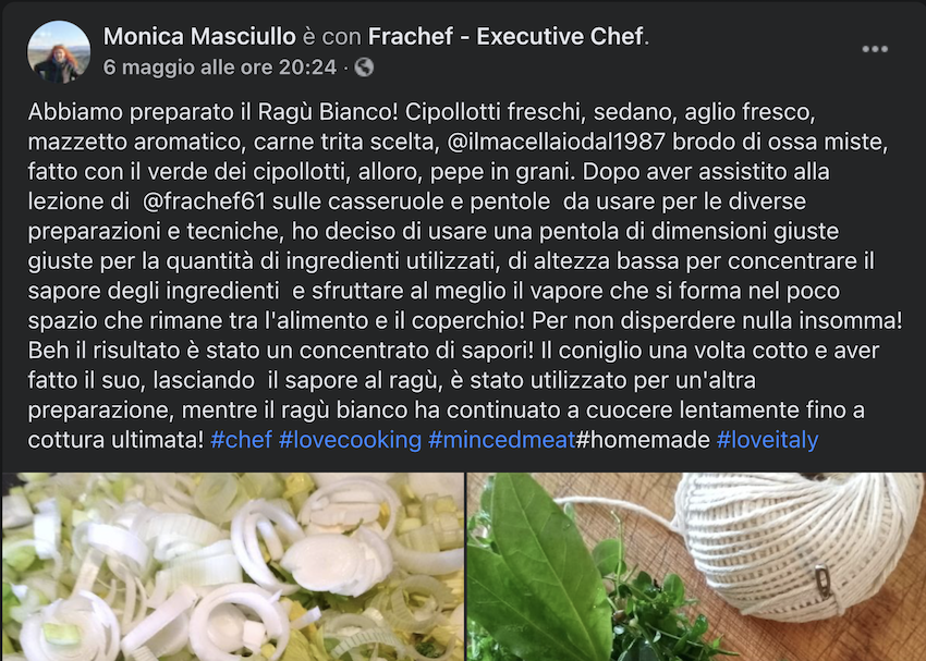 La recensione di Monica su uno dei miei corsi e formazione sugli strumenti di cottura.