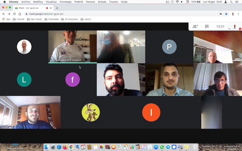 Una delle videoconferenze del corso di ristorazione e cucina online gratuito Frachef: my 2 cents.